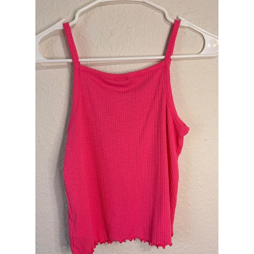 Old Navy Girls Rib-Knit Cami Tank Top 2-Pack Pink White Button Front Size L 10